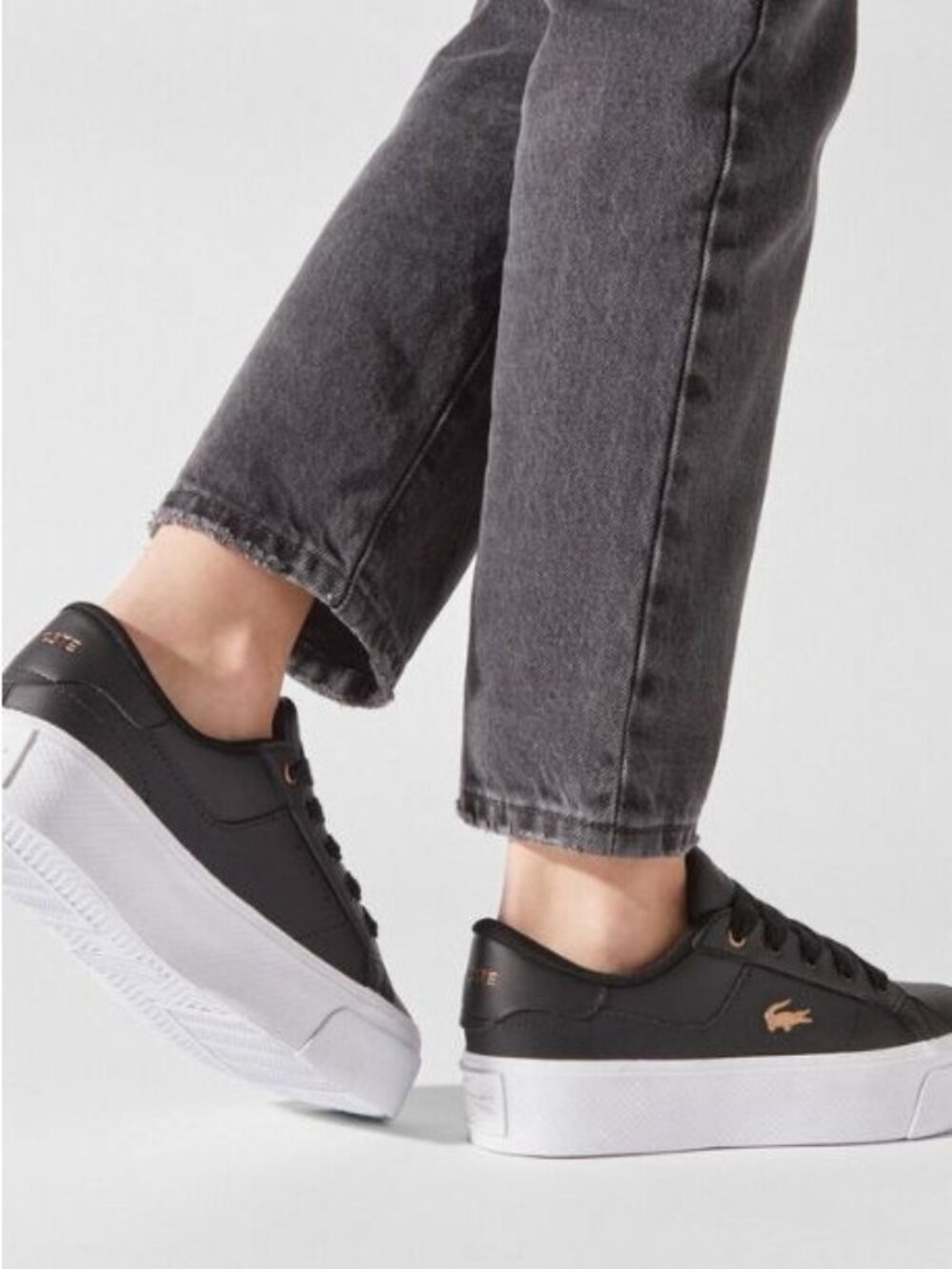 Lacoste Ziane Platform 123 1 CFA Womens Shoes Black/White Size 8 US - Picture 4 of 5